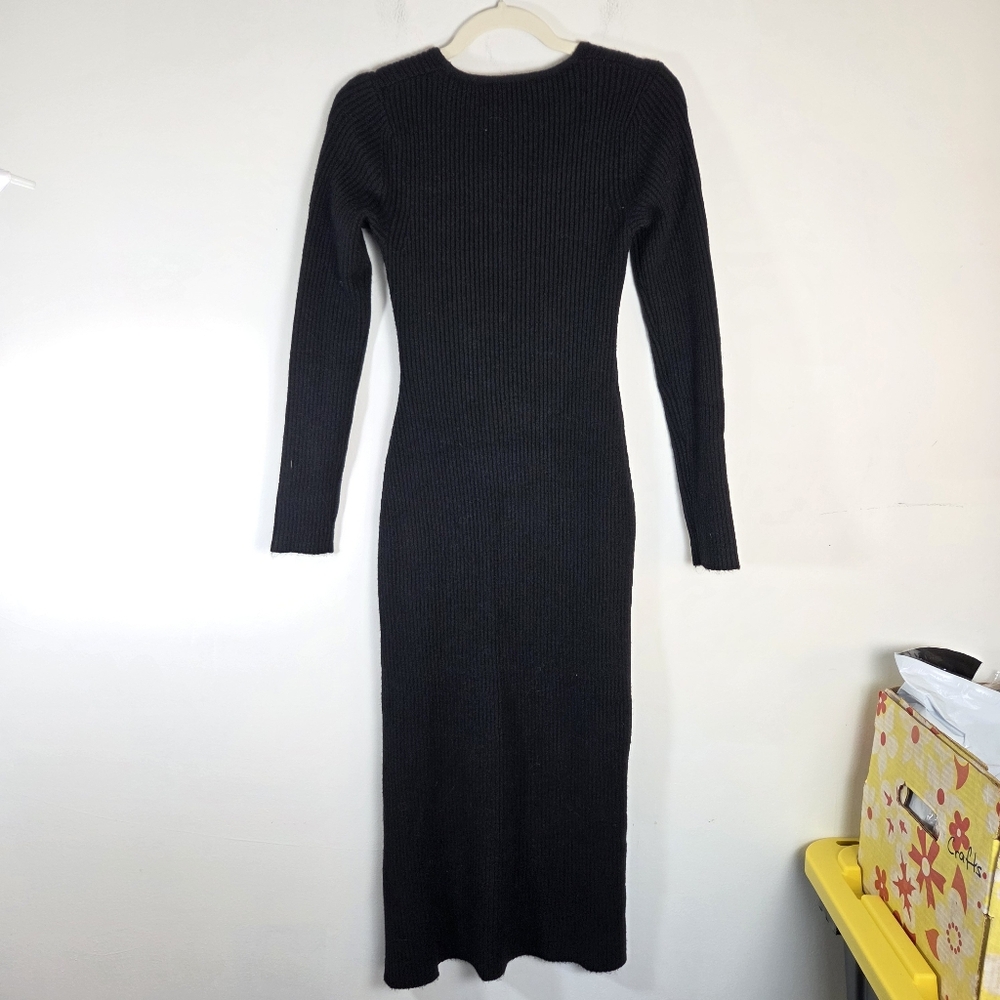 ASTR High Slit Black Long Sleeve Sweater Dress Soft - Picture 6 of 12